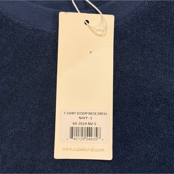 NWT Suzie Kondi Navy T-Shirt Scoop Neck Dress Women’s Sz S - Picture 6 of 6